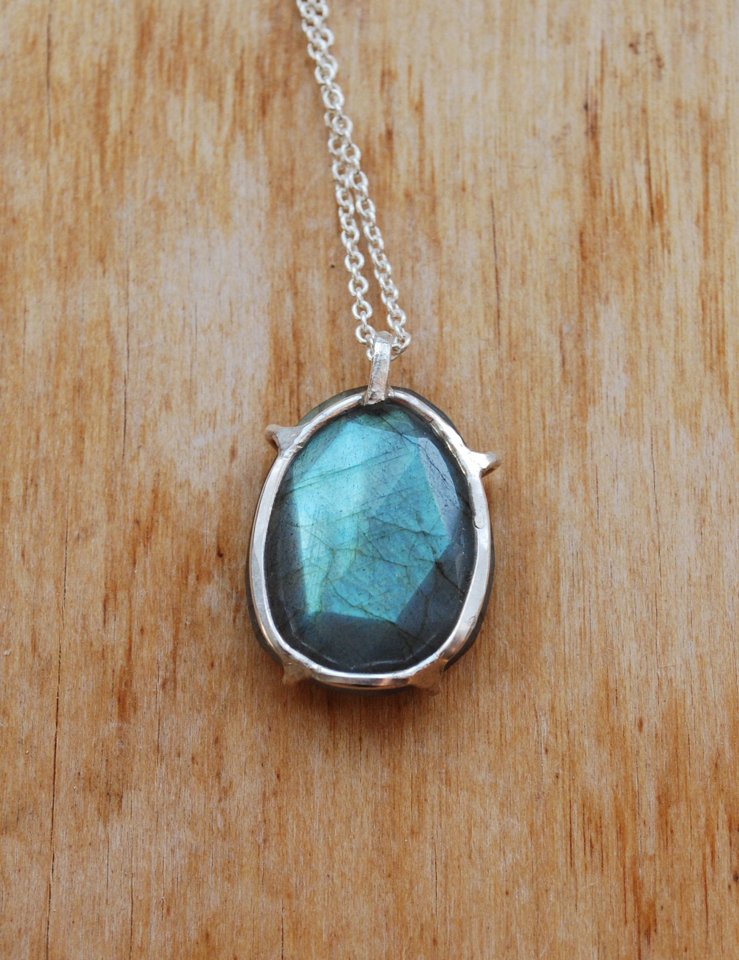 Rose necklace, Eco sterling silver labradorite necklace