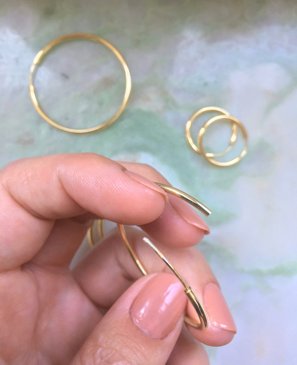 Eco sterling silver hoop earrings flexible minimalist, gilded silver hoops | Christmas gift for her | Cold weather accessories