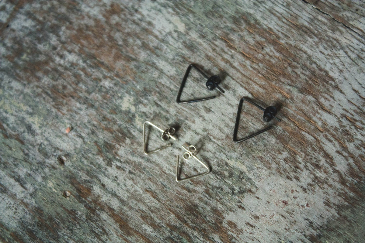 Minimalist Sterling Silver Triangle Earrings | Geometric Jewelry