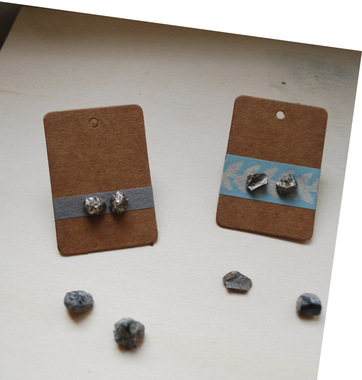 Silver pebble earrings