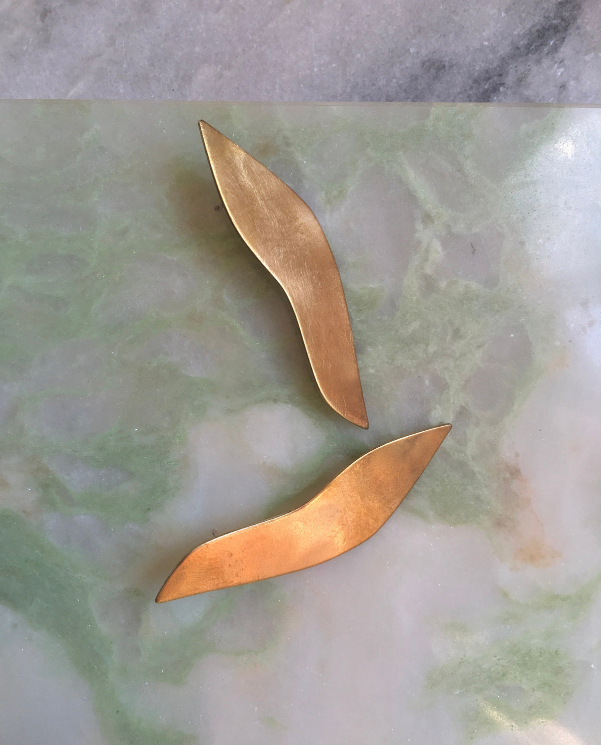 Siri earrings, brass and Eco sterling silver earrings, shield earrings