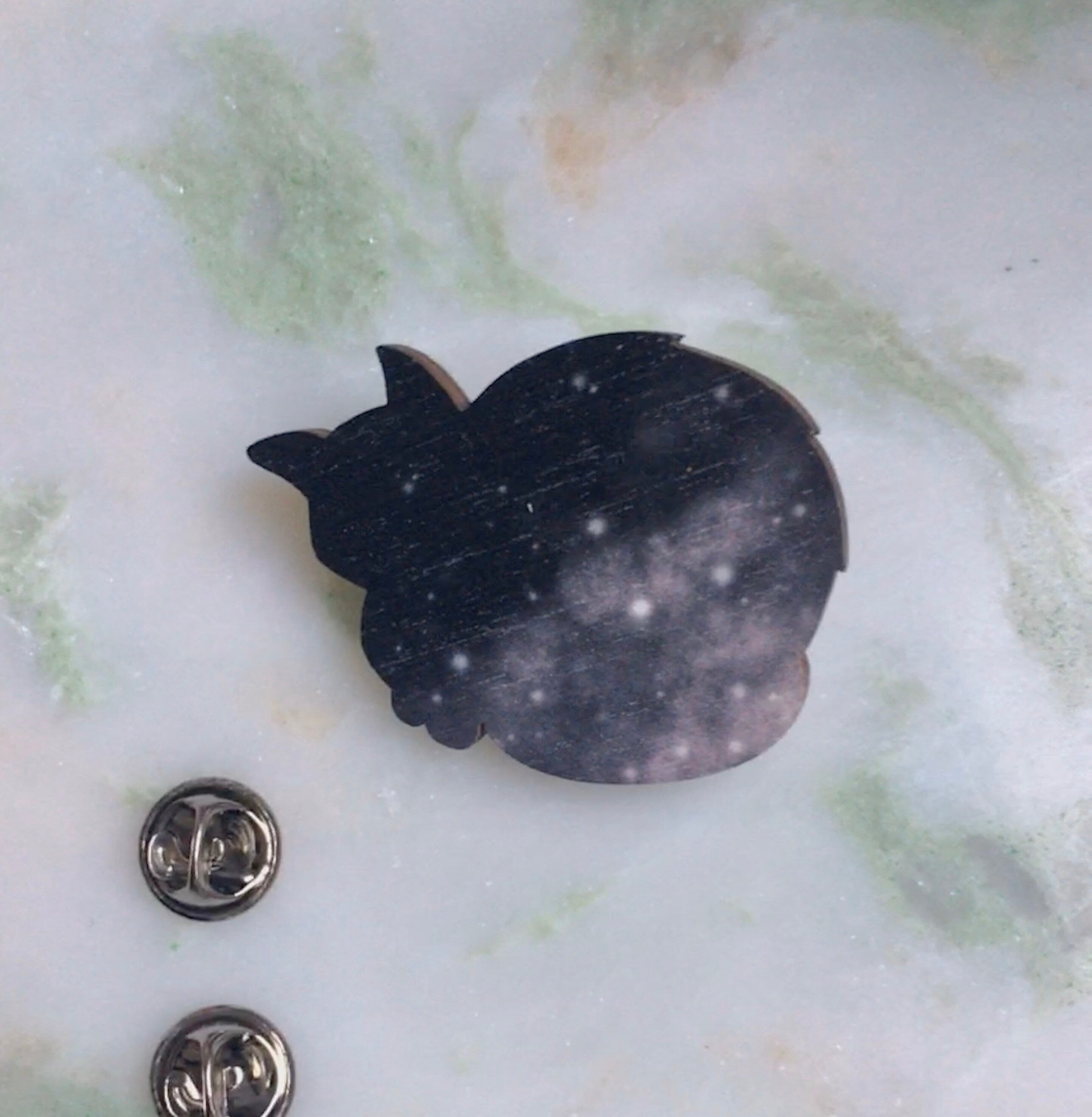 Black Cat Wooden Pin