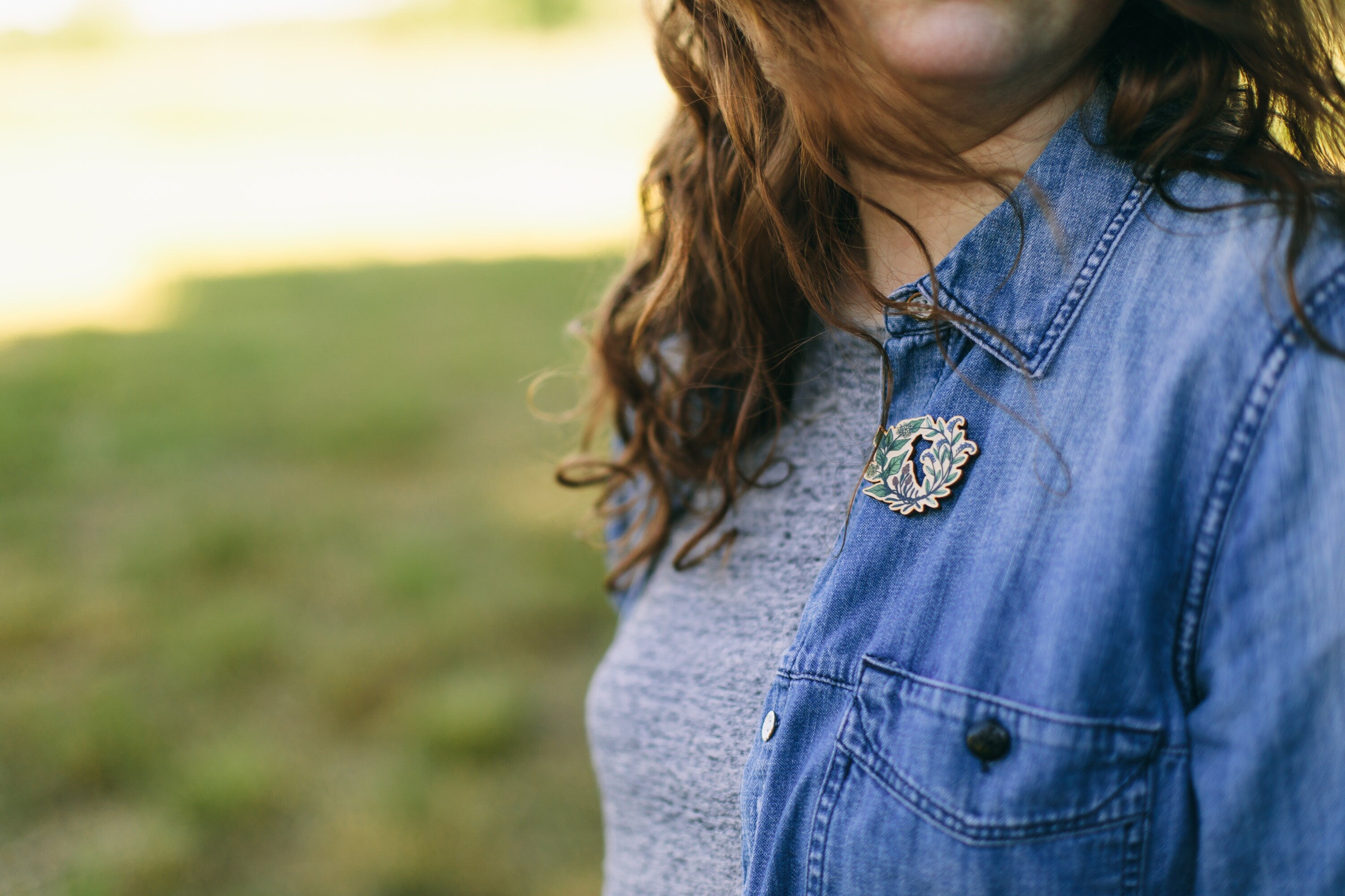 Floral Wreath Wooden Pin