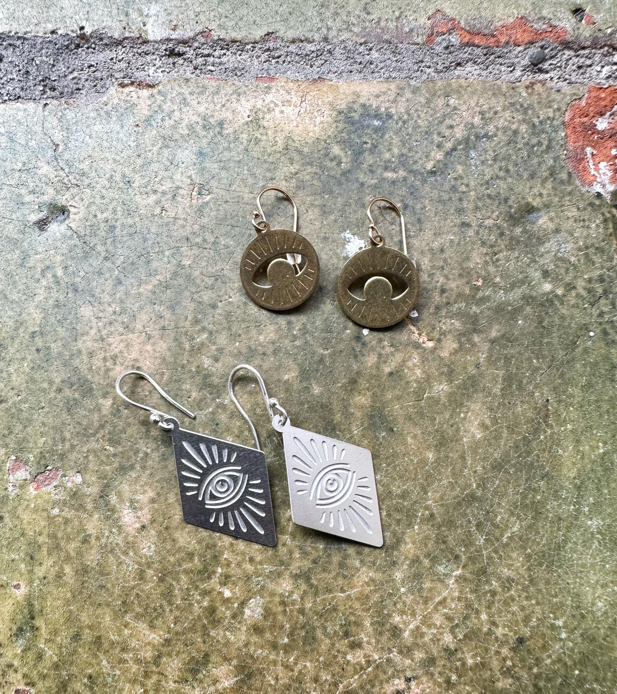 Alziend Oog Oorbellen | Messing & Sterling Zilveren Sieraden