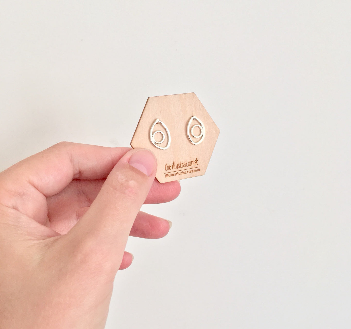 Nova earrings, eco sterling silver eye earrings