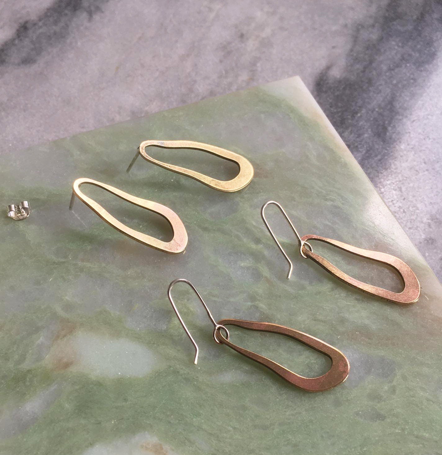 Freeform brass earrings