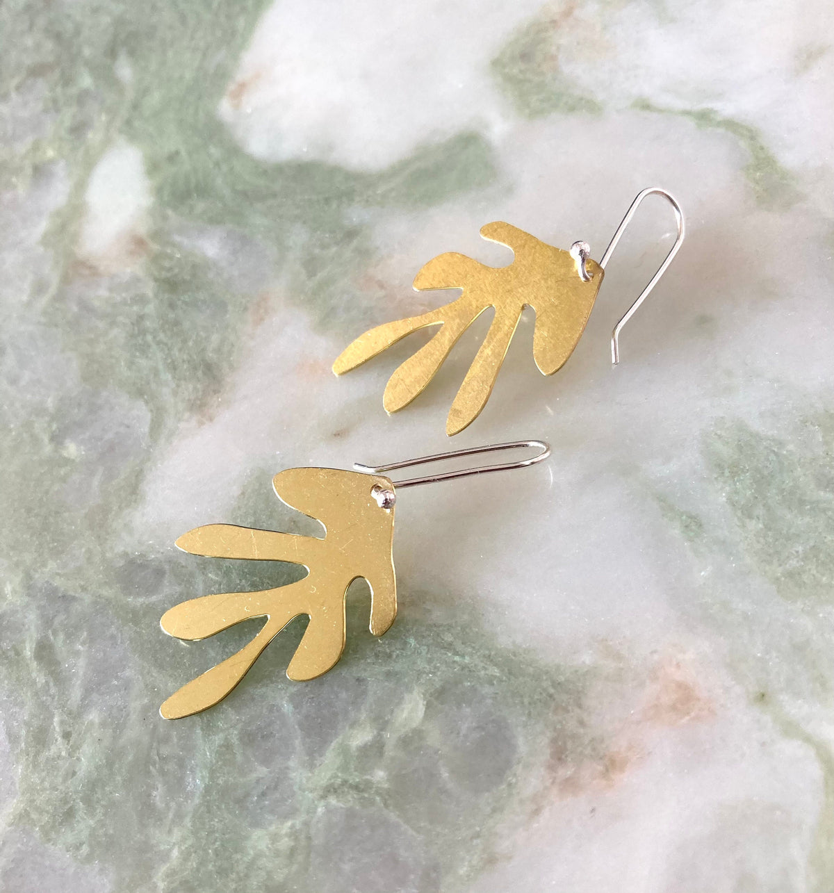Rena earrings | Eco sterling silver and brass leaf earrings