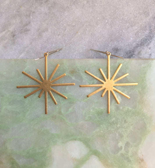 Brass starburst earrings