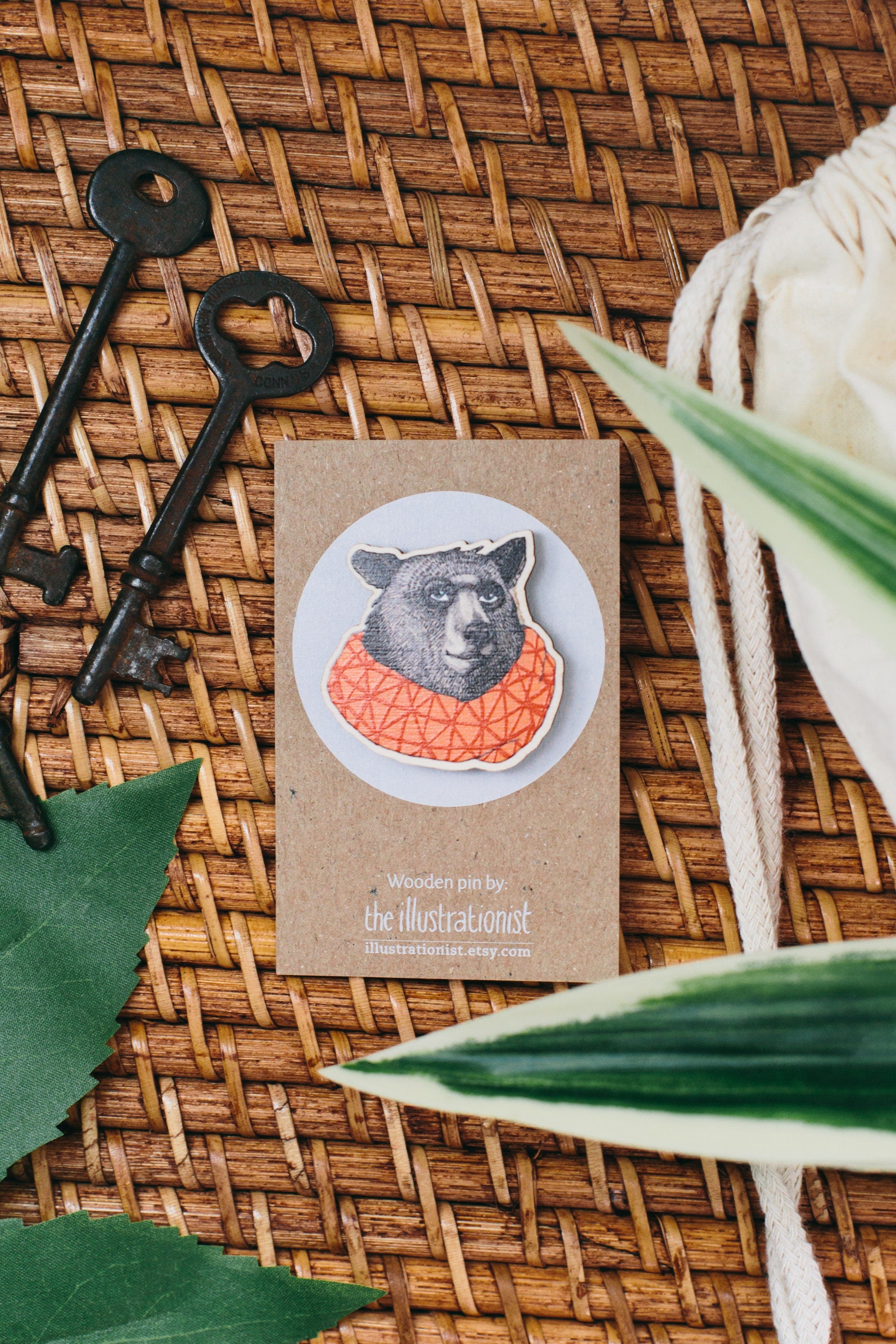 Wooden Bear Pin