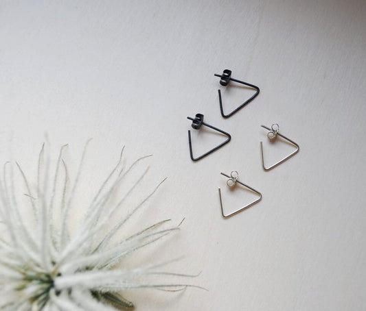 Minimalist Sterling Silver Triangle Earrings | Geometric Jewelry