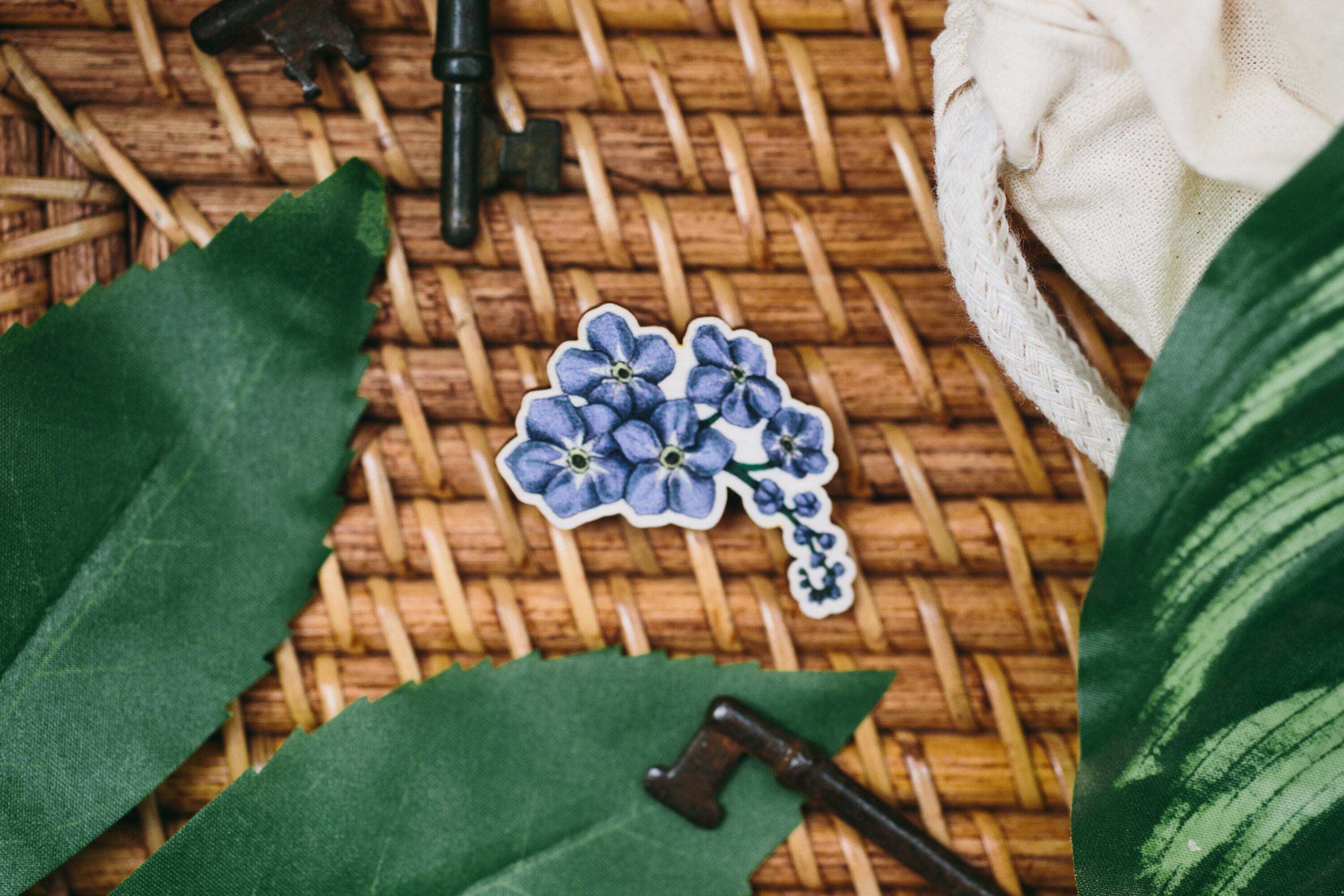 Forget Me Not Wooden Pin